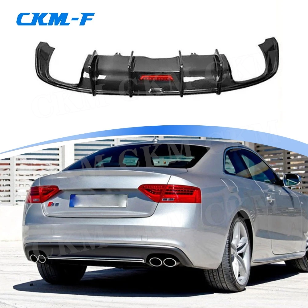 Carbon Fiber Rear Bumper Diffuser Lip Spoiler for Audi A5 Sline S5 2012 2013 2014 2015 2016 FRP Black Car Body Kits Accessories