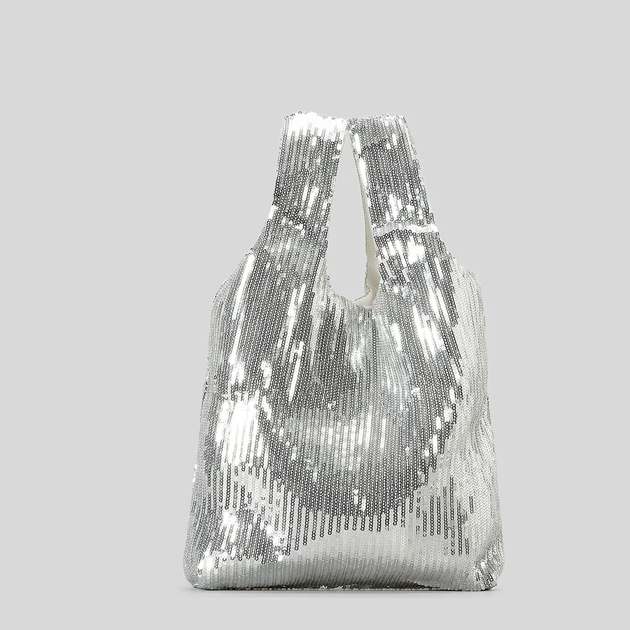 Bolso de mano con lentejuelas para mujer, bolsa brillante de lujo para fiesta de noche, monederos minimalistas, chaleco de diseño, 2024