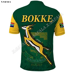 South Africa Rugby Springboks Champion Bokke  3D Printed For Men Adult Polo Shirt Collar Short Sleeve Top Tee Breathable