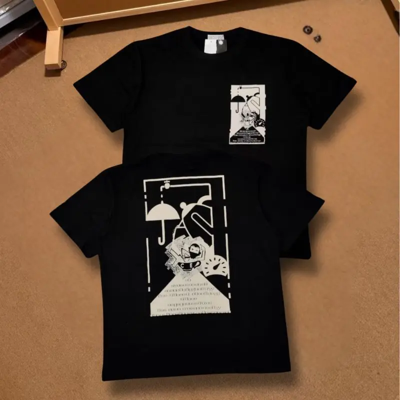Black Cotton Comfortable CAVEMPT T-shirts Umbrella Tea Tasting Battery Portrait Short Sleeve Men Women Street Loose CE Tees