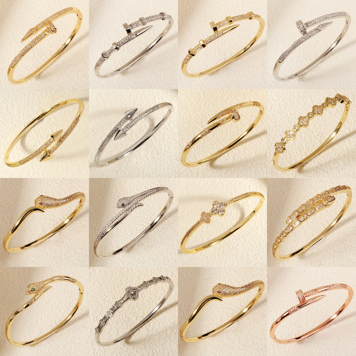 Trendy Brand Nail Bracelets Female Simple Bride Bracelet Zircon Bangle Stainless Steel Classic Clasp Bracelet