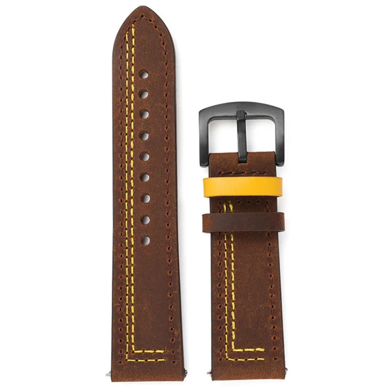 Vintage Leather Watch Strap For Longines Tissot Samsung Huawei Quick Release Design Garmin 18mm 20mm 22mm 24mm Watch Accessories