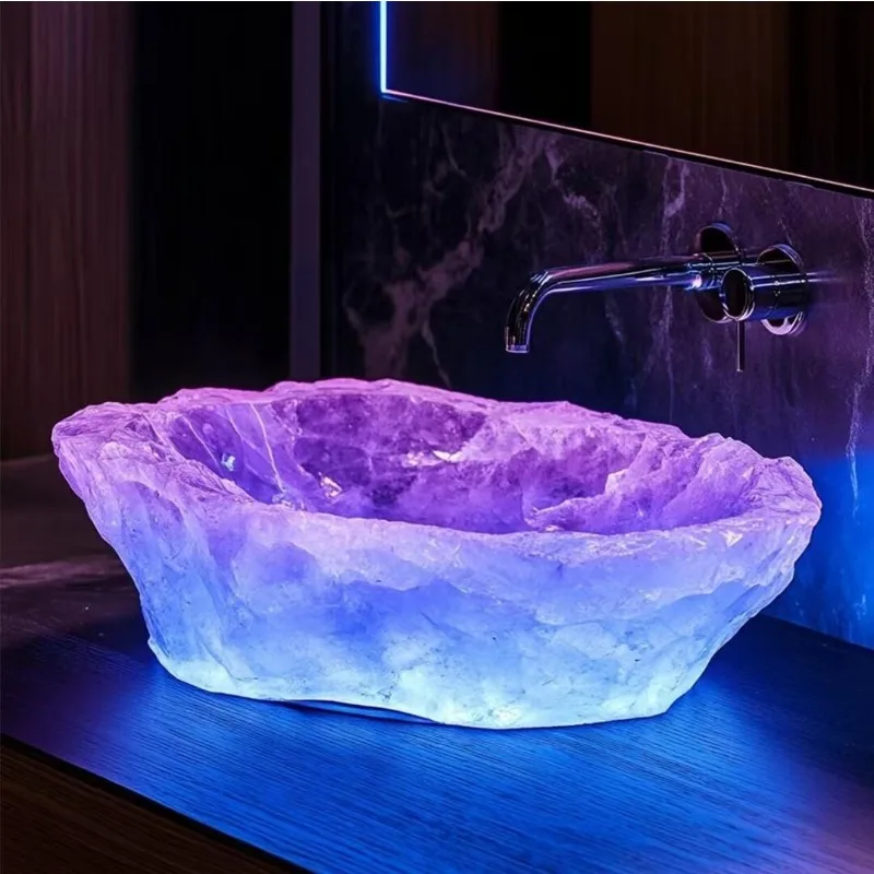 

Resin transparent resin wash basin high-end bathroom column basin