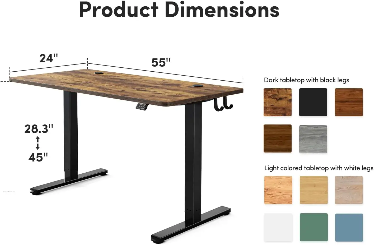 Electric Standing Desk, 55 x 24 Inches Height Adjustable Stand up Desk, Sit Stand Home Office, Computer Desk, Rustic Brown