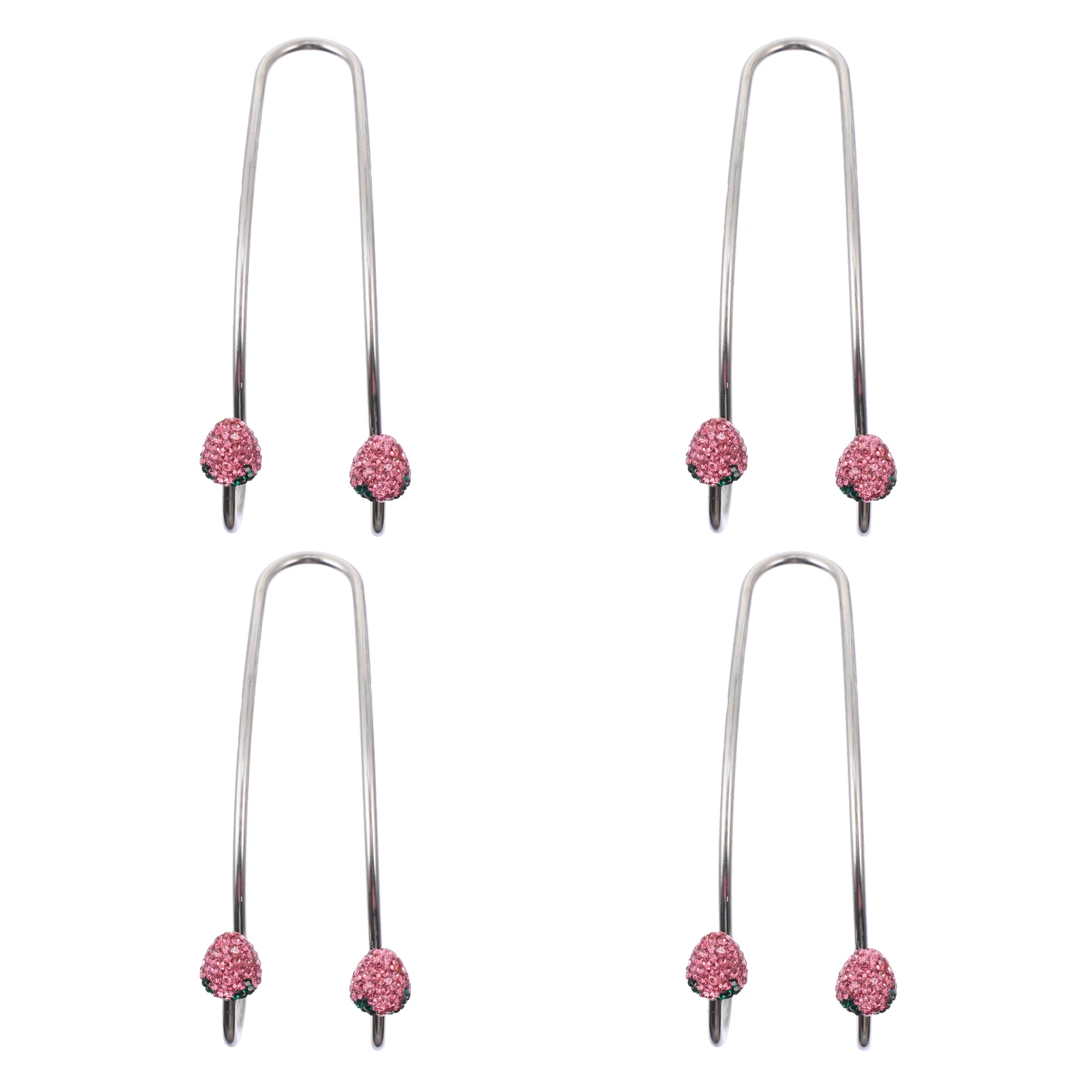 4 Pcs Car Seat Back Hook Backseat Stainless Steel Pink Strawberry Hanger Vehicle