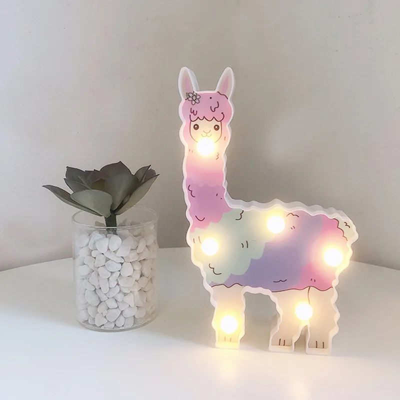 Alpaca Shape Party Decoration 3D Lamp LED Night Light for home decor bedroom Table LED Light Kids birthday Baby Shower Light