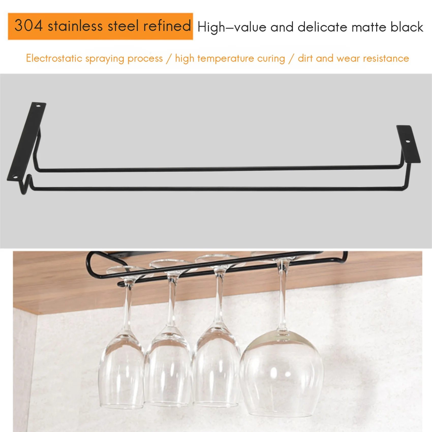 Grande Stemware Wine Glass Hanger Rack, sob o armário, Cozinha Bar Armazenamento, 17 "Conjunto de 2