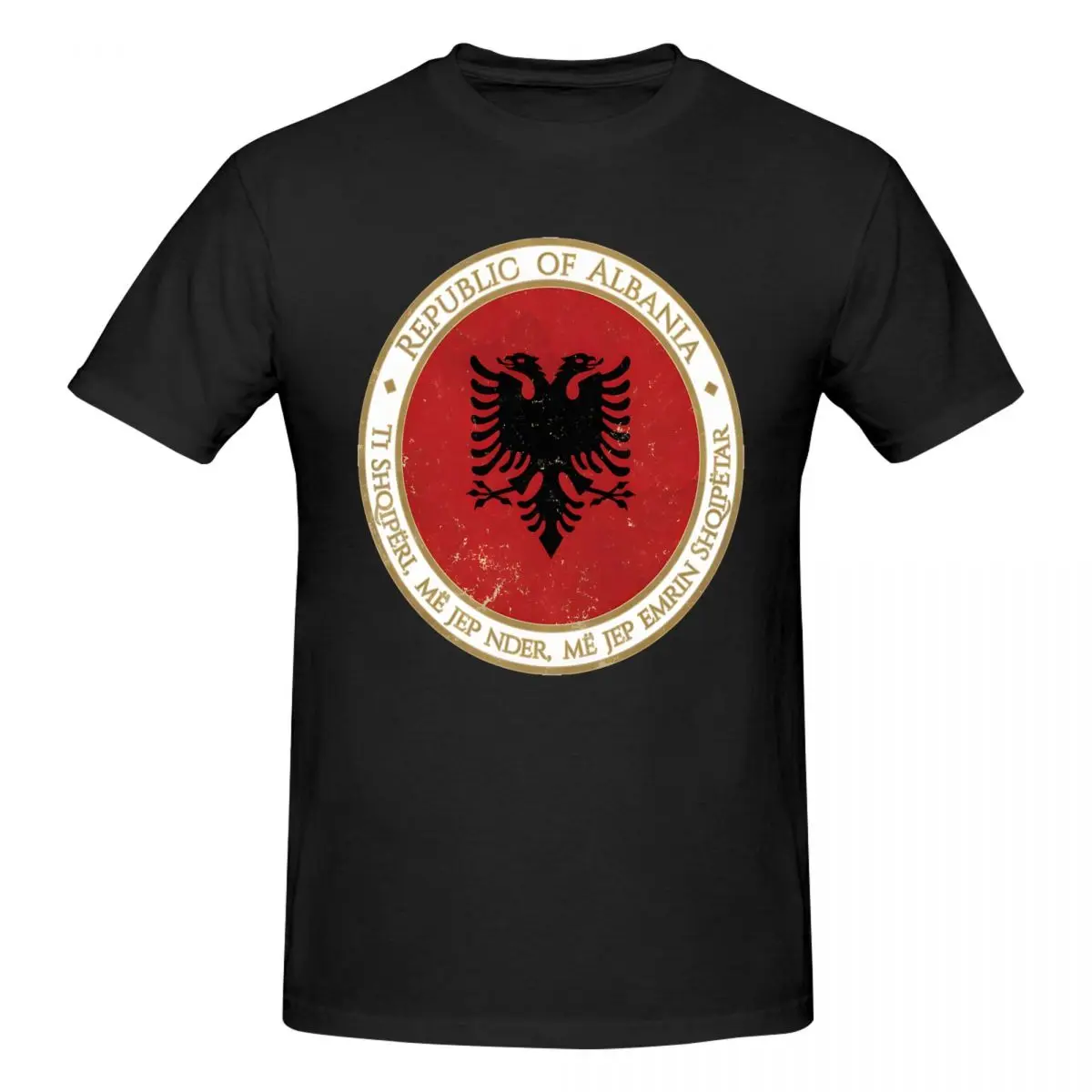 Vintage Republic Of Albania European Sticker Men's T Shirts Europe Novelty Tee Shirt Short Sleeve O Neck T-Shirt Pure Cotton Top