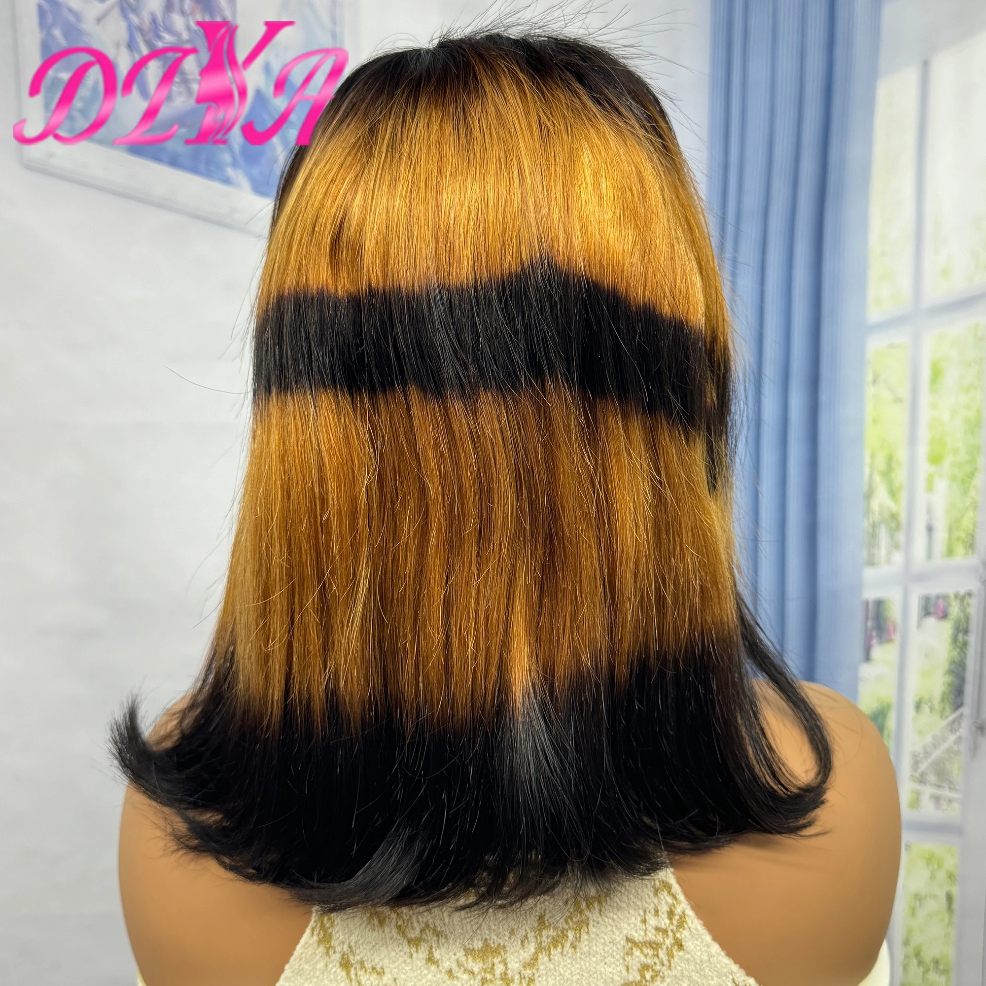 200% Density Straight Bob Human Hair Wigs 10-16 Inches Ombre Short Bob Wig 13x4 Transparent Lace Frontal Wig for Black Women