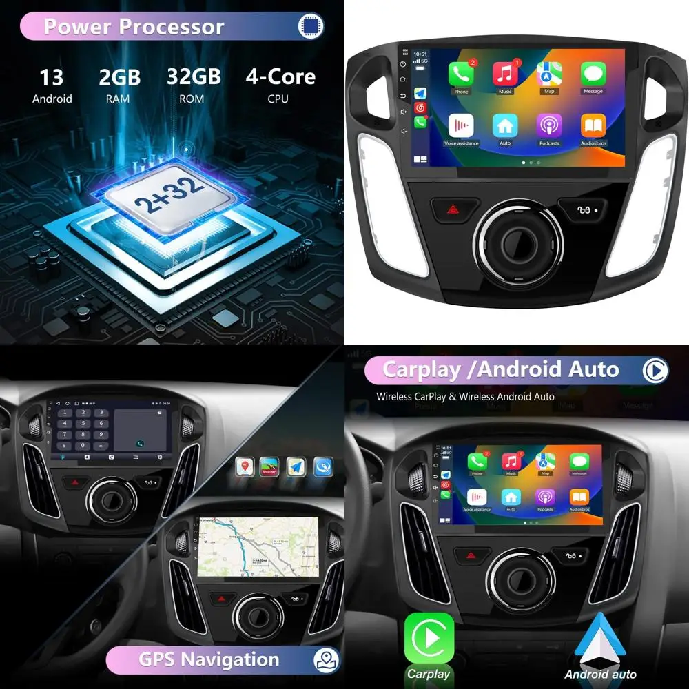 

Car Stereo [2GB+32GB] for Ford Focus 2012-2017, 9 inch Touch Screen Android 13 Radio with Bluetooth GPS Wireless CarPlay Andriod