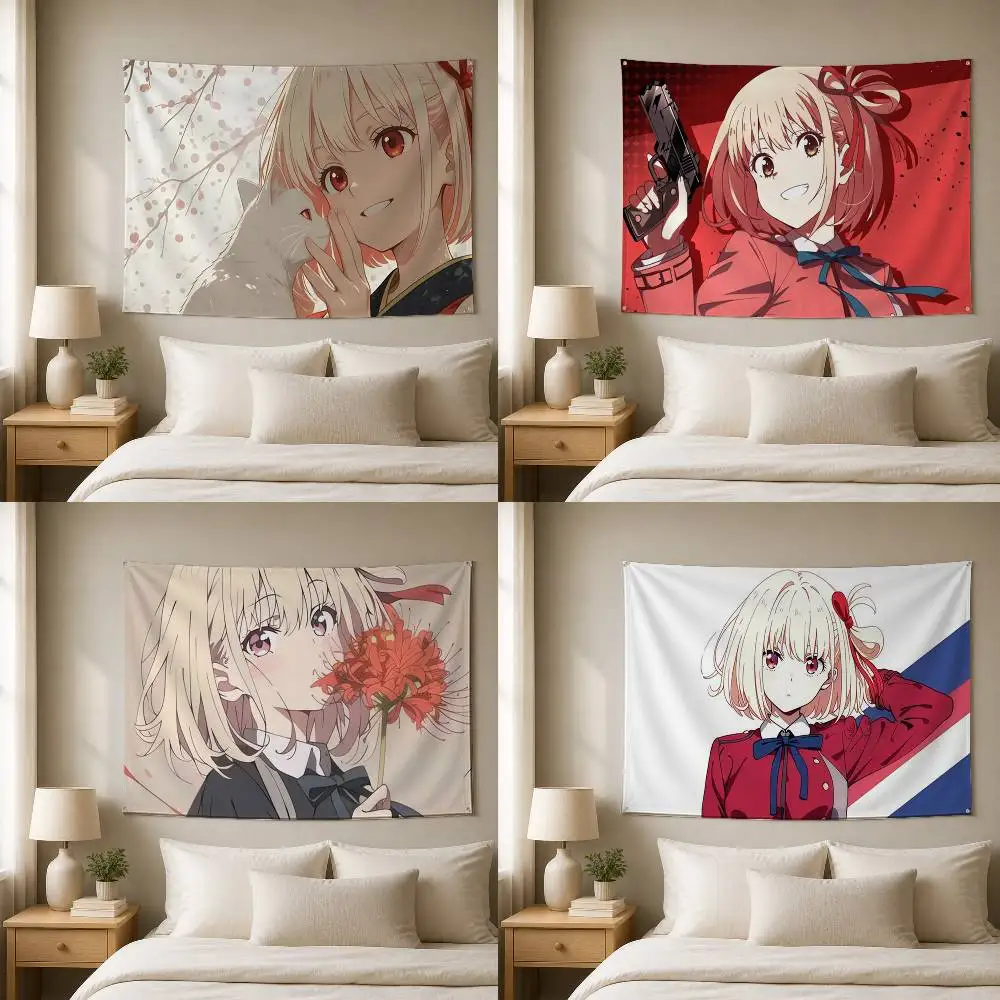 L-Lycoris Recoil  Decorative Wall Flag Banner for Home Garden Garage Indoor Outdoor Decor