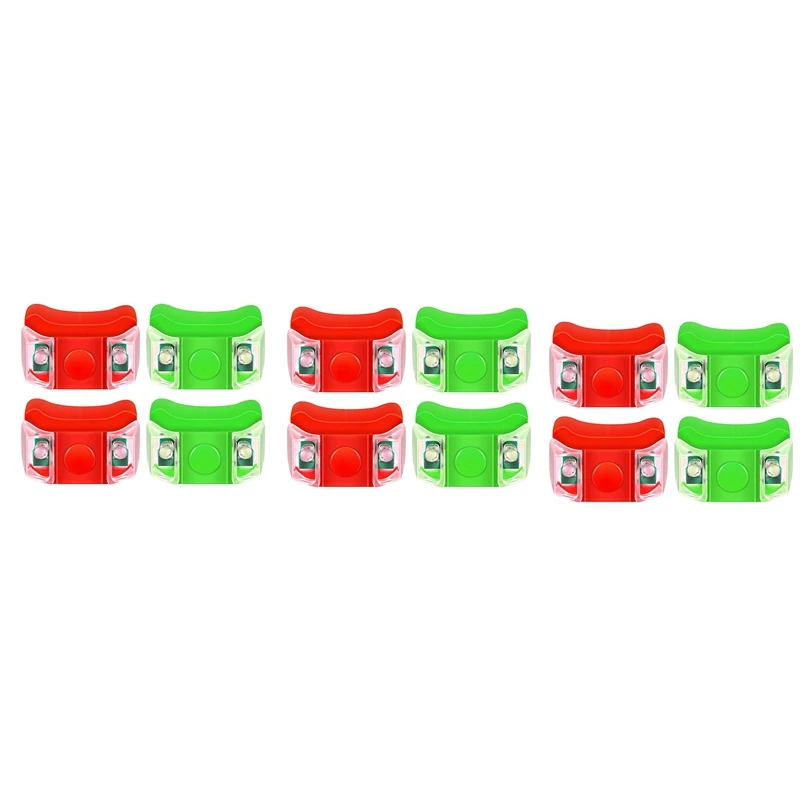 12 X LED Boat Navigation Lights For Boat Yacht Motorboat Bike Hunting Night Running Fishing (Red, Green)