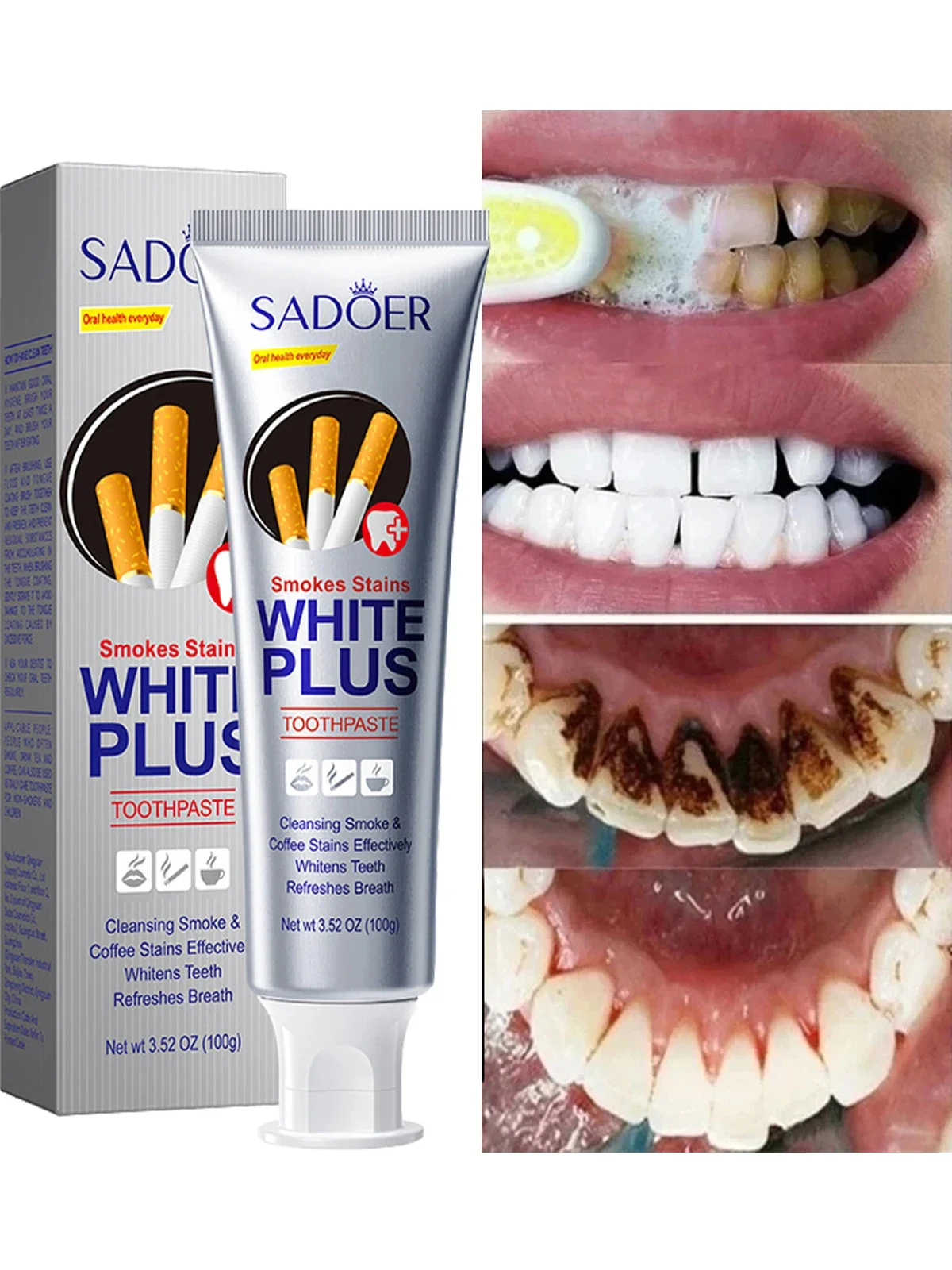 100g Teeth Whitening Toothpaste Fast Remove Smoke Coffee Tea Stains Oral Hygiene Cleaning Fresh Bad Breath Dental Bleaching Tool