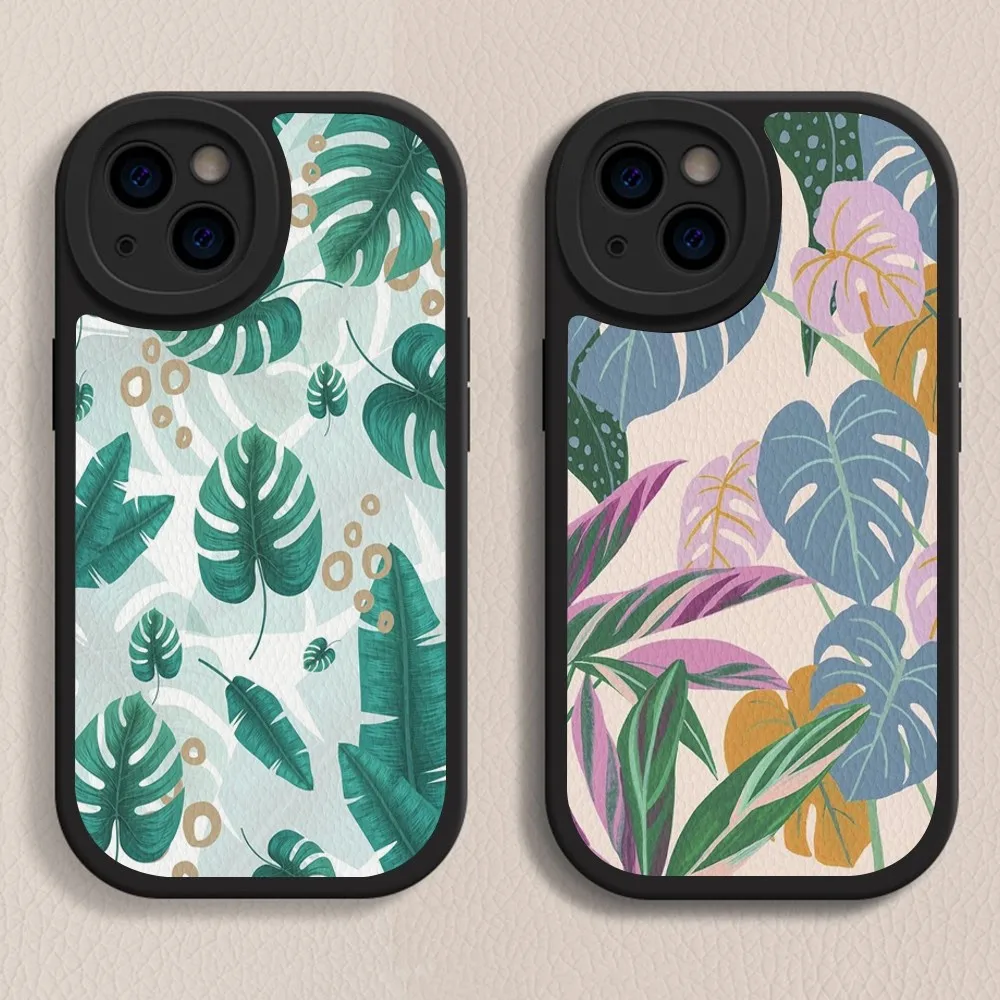 

Palm Tree Leaves Phone Case Hard Leather For iPhone 16 15 14 13 12 Mini 11 14 Pro Max Xs X Xr 7 8 Plus Fundas