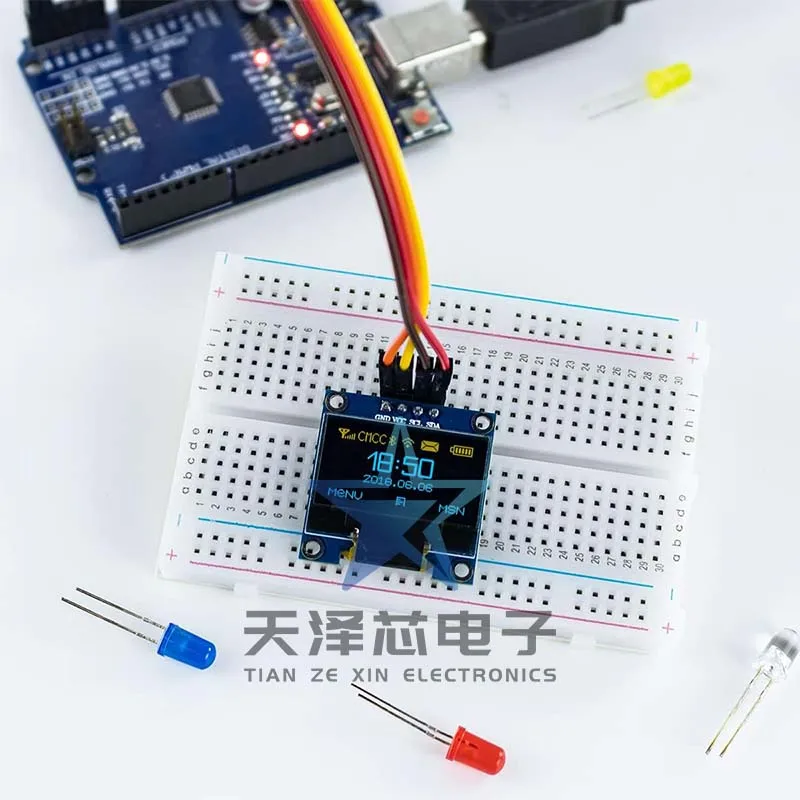 Модуль ЖК-экрана Oled I2C Iic для связи, синий/желтый/синий, 0,96 дюйма, два цвета, белый