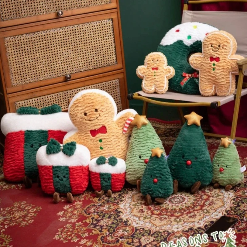 Christmas small square bag pillow standing gingerbread man sofa cushion Christmas tree pillow Christmas atmosphere decoration