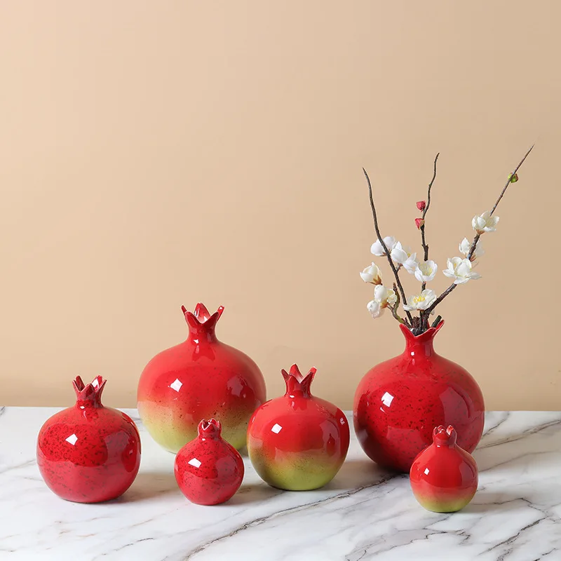 

Style ceramic pomegranate vase simulated pomegranate ornaments flower arrangement home living room soft decoration model room