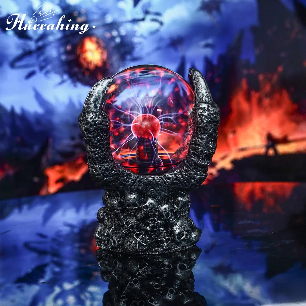 Hurrahing Four-Finger Ball-Holding Plasma Lamp 4-Inch Atmospheric Night Light Desktop Decor Halloween Gift Sale