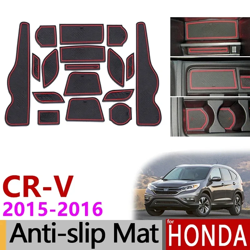 

Anti-Slip Gate Slot Mat Rubber Coaster for Honda CR-V CRV 2015 2016 4th Gen facelift CR V Accessories Car Stickers 2.0 2.4 2.4L