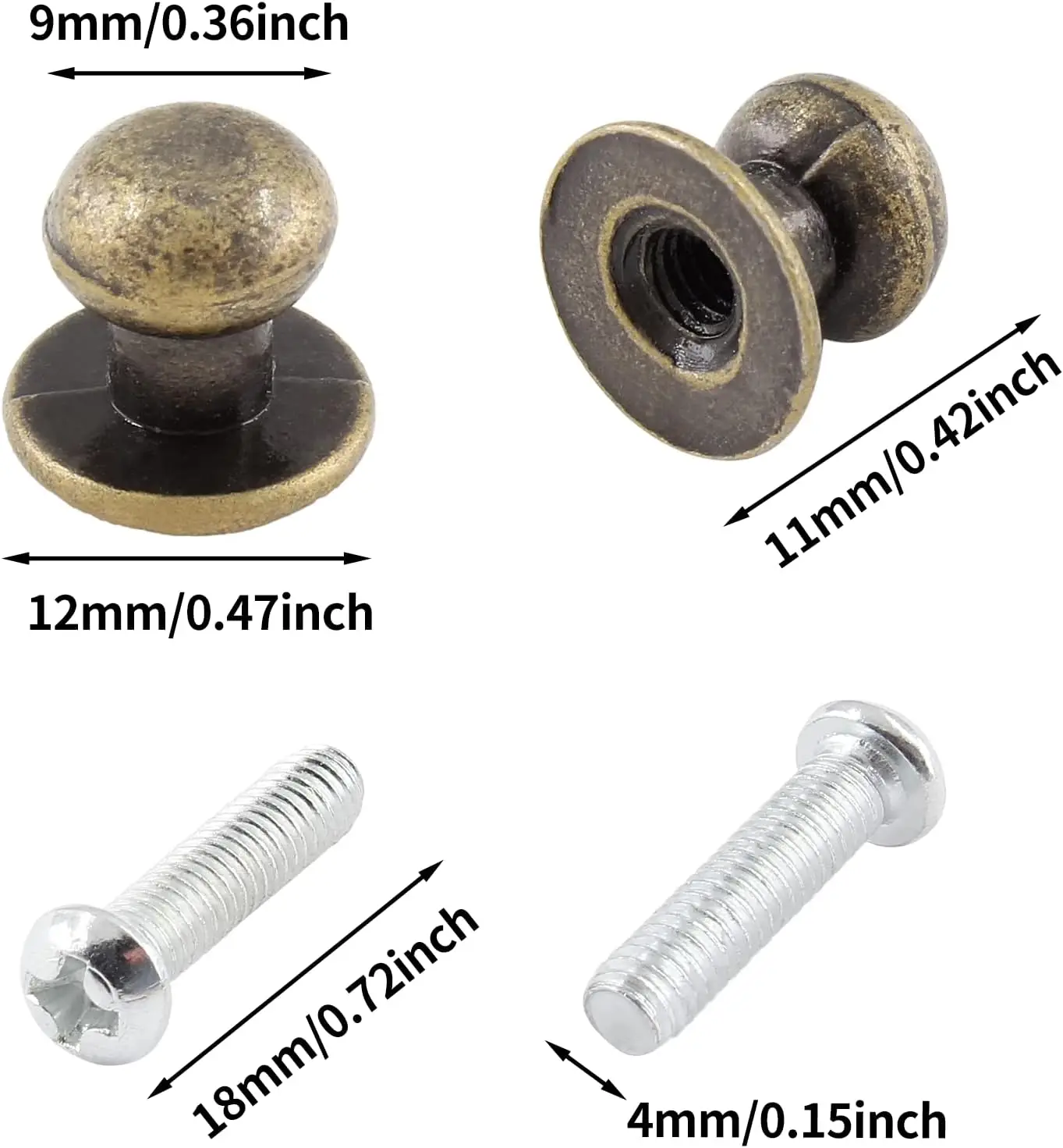 12PCS Mini Round Head Knobs Vintage Antique Drawer Metal Round Head Pull Handle Knobs with Screws for Wood Case Drawer Cabinets