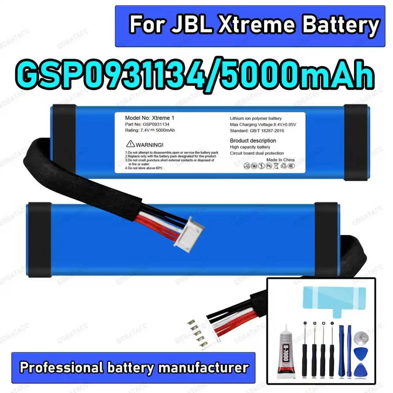 

100% New High Capacity Battery For JBL xtreme1 xtreme Xtreme 1 GSP0931134 5000mAh Batterie tracking number + tools