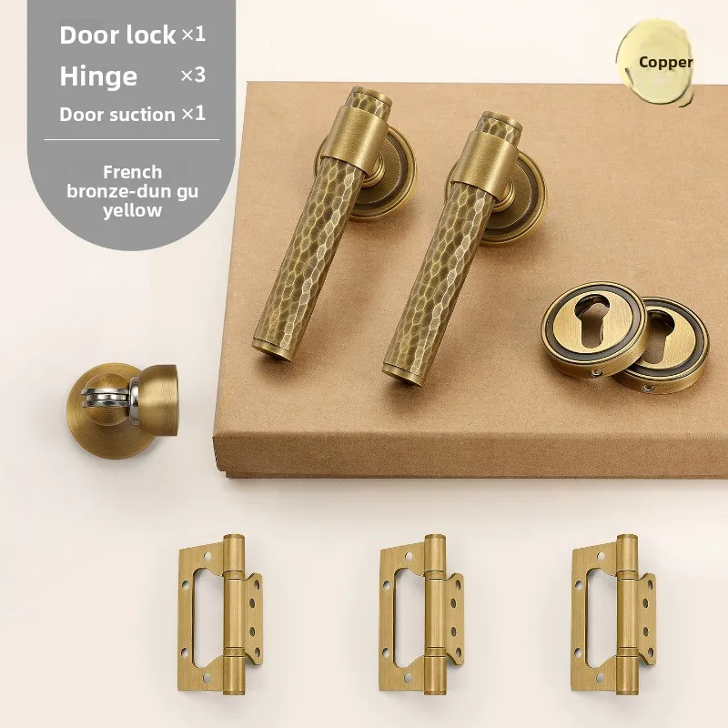 High End Room Door Lock Universal Household Bedroom Office Living Room Solid Wood Split Lock Set (including Hinge Door Stopper)
