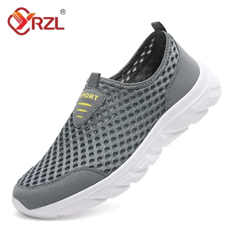 YRZL Summer Men Casual Shoes Hollow Mesh Sneakers Men Trendy Lightweight Gym Shoes Adult Breathable Men's Trainers Loafers Men