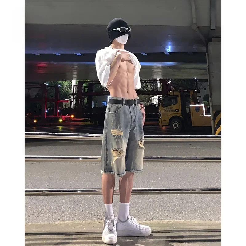 

Ретро-джинсы в американском уличном стиле для мужчин, с пятью прорезями, летние, прямого кроя, со средней посадкой, повседневные