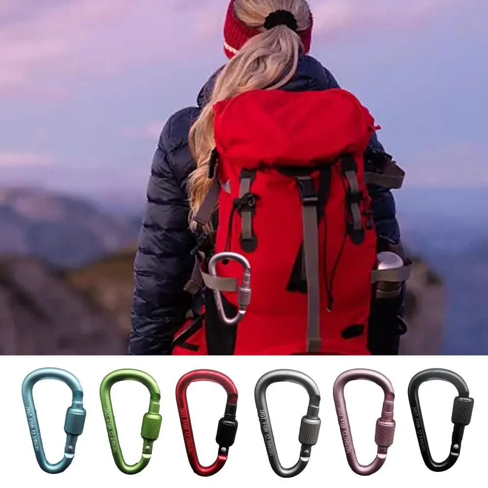 1PC Aluminium Legierung Karabiner Sicherheit Schnalle Schlüsselbund Mit Schloss Klettern Taste D-form Karabiner Camping Wandern Haken Multi farben – Detail 1