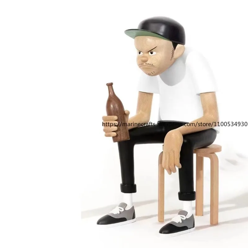 شخصية مجردة من Old Master Q شرب الكرتون الأطفال العصرية عناصر الديكور الراتنج المفروشات الناعمة النحت