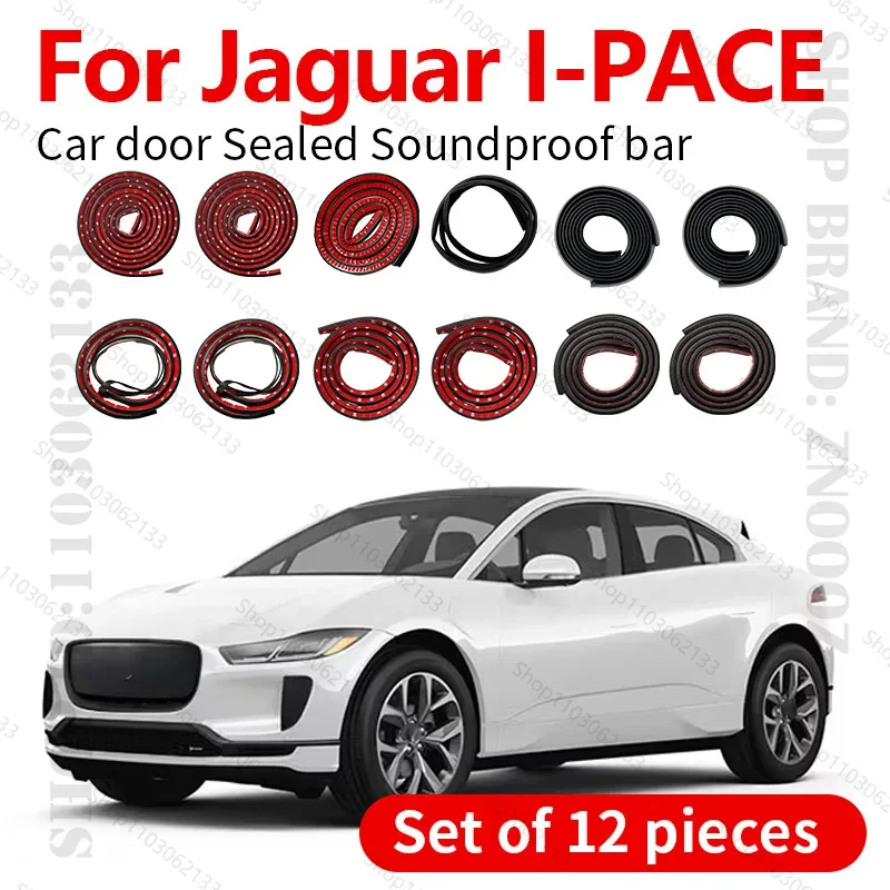Car Door Seal Strip Rubber Double Layer Sealing Protector Soundproof Dustproof Seal Strip 12PCS Set For 2018-2025 Jaguar I-PACE