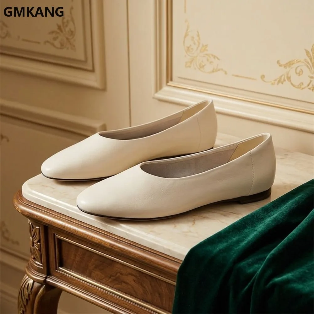 Women's Round Toe Slip-on Flat Shoes Suede Leather Comfort Lightweight Commute Walking Shoes Casual Concise Outdoor Sneakers