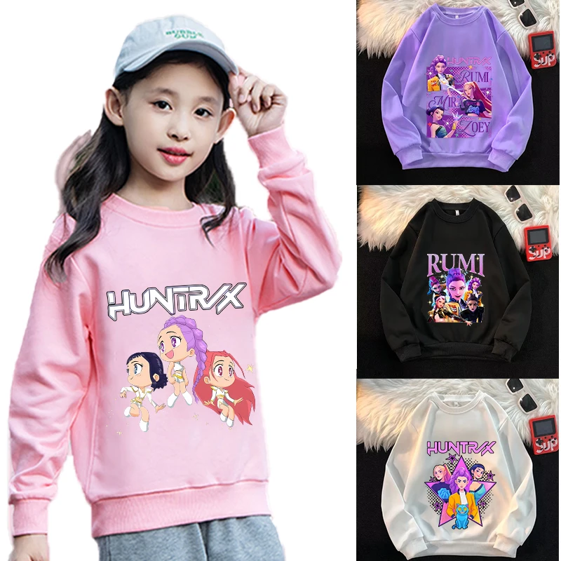 

K-Pop Demon Hunters Kid Round Neck Sweatshirt Girl Kawaii Sweet Pullover Hoodies Cartoon Anime Pattern Homewear Top Xmas Gifts