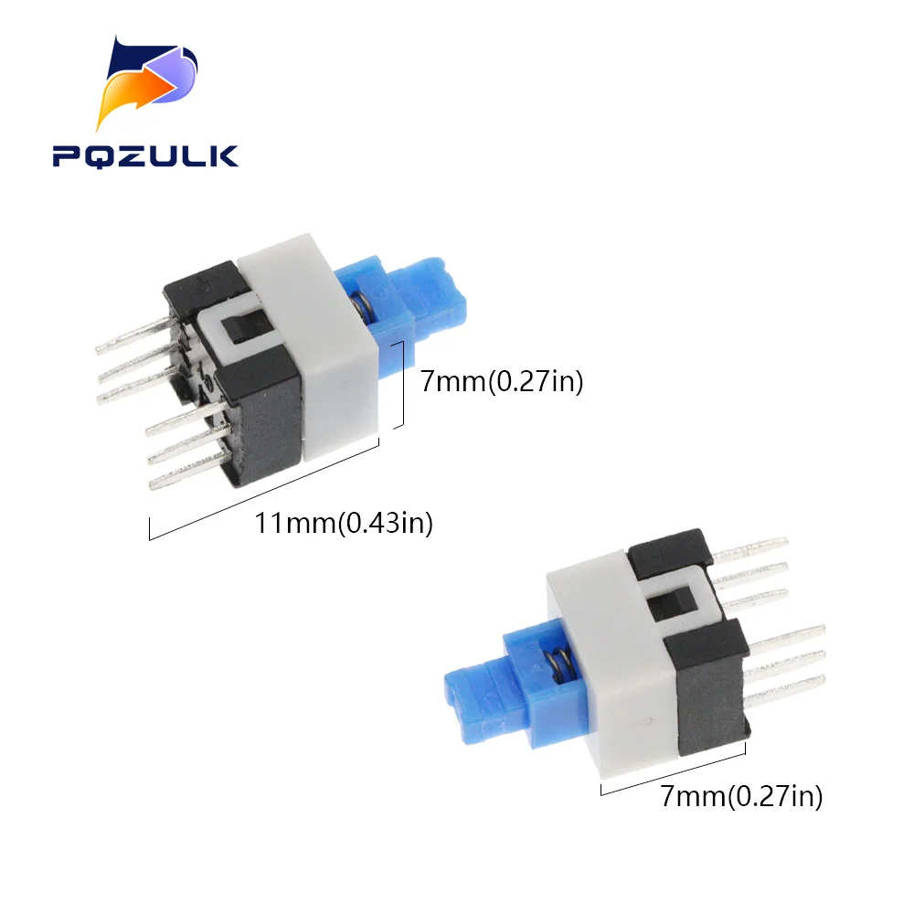 20PCS 7*7 Latching Switch DIP 6Pins Micro Switch Double 7X7MM Push Button Switch The Power Switch