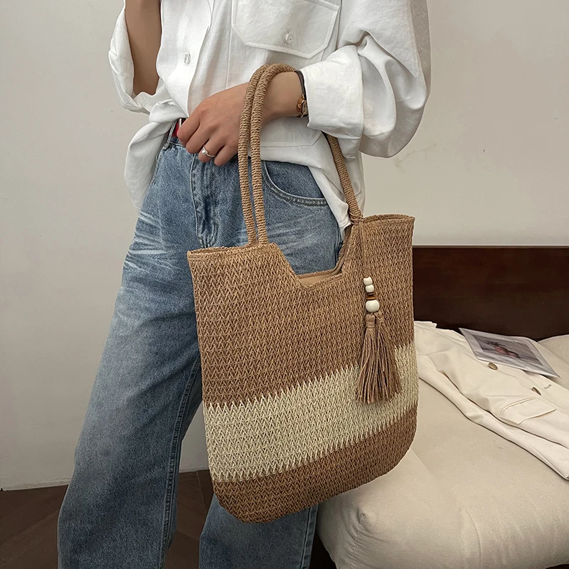 1 straw women\'s shoulder bag handbag Fashion casual summer new Hawaiian style beach holiday seaside environmental protection