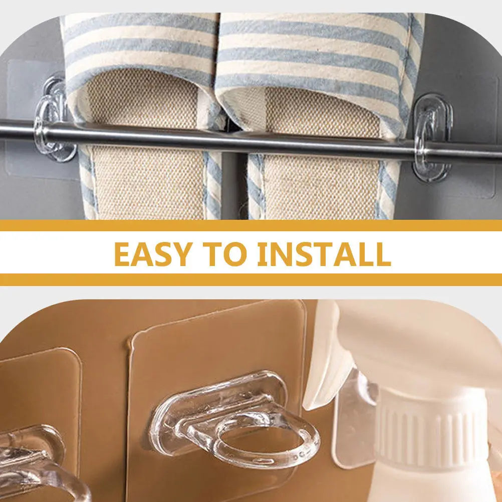 25Pcs Versatile Self-Adhesive Curtain Rod Hooks Modern Sleek Design No Drill Installation Plastic Wall Hooks for Bathroom