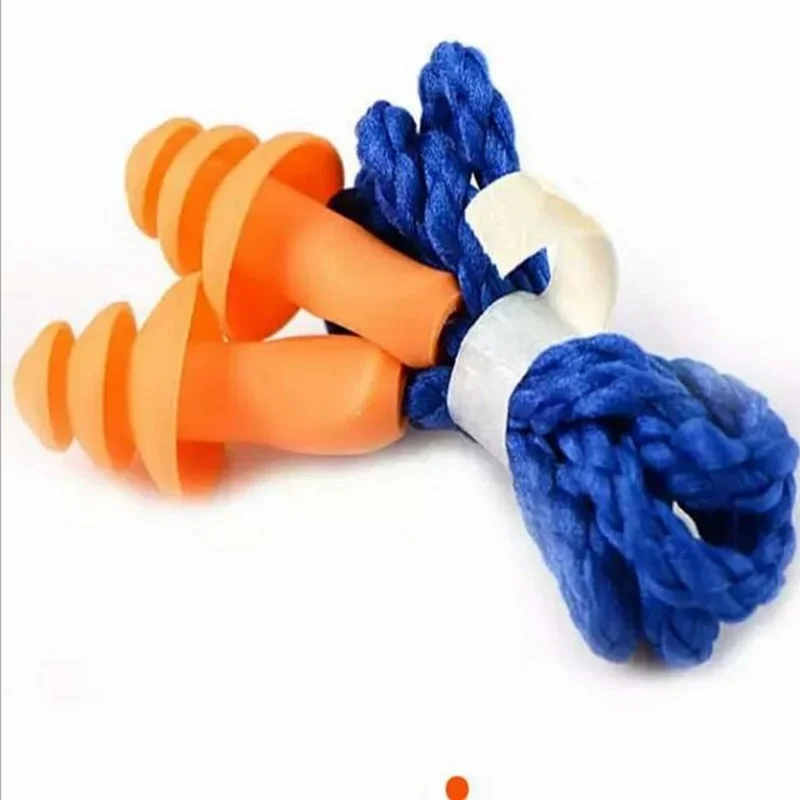 10Pcs Soft Silicone Corded Ear Plug Protector Reusable Hearing Protection Noise Reduction Safe Work Comfortable Earplugs Earmuff