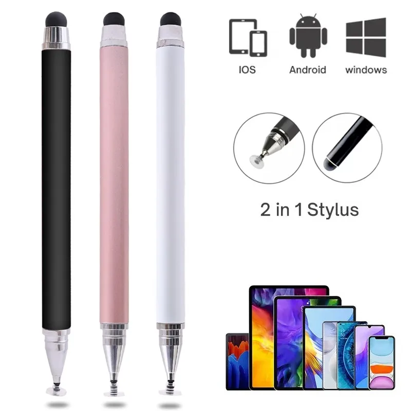 2 In 1 Stylus Pen Thick Thin Drawing Capacitive Pencil Android Pad Screen Note Touch Pen For iPad Mobile Phone Tablet Universal