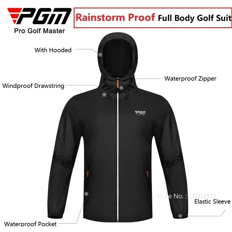 Pgm Men Golf Raincoat Rain Pants Suit Waterproof Motorcycle Rain Jacket Poncho Male Hooded Large Size Fishing Suit Rainwear