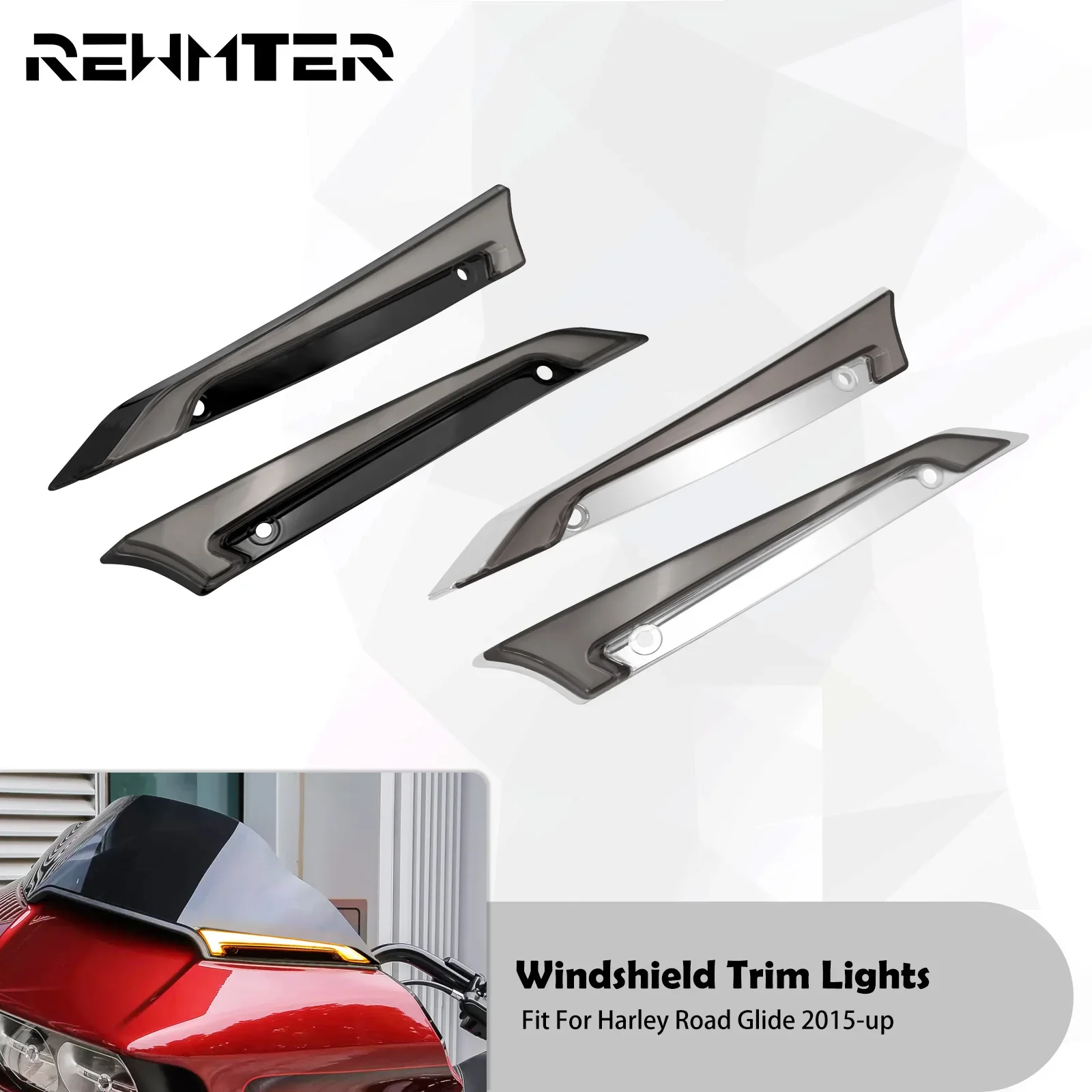 Motorcycle Windshield Trim Lights For Harley Touring Road Glides 2015-2023 CVO Windscreen Turn Signal Running Decorative Lamp