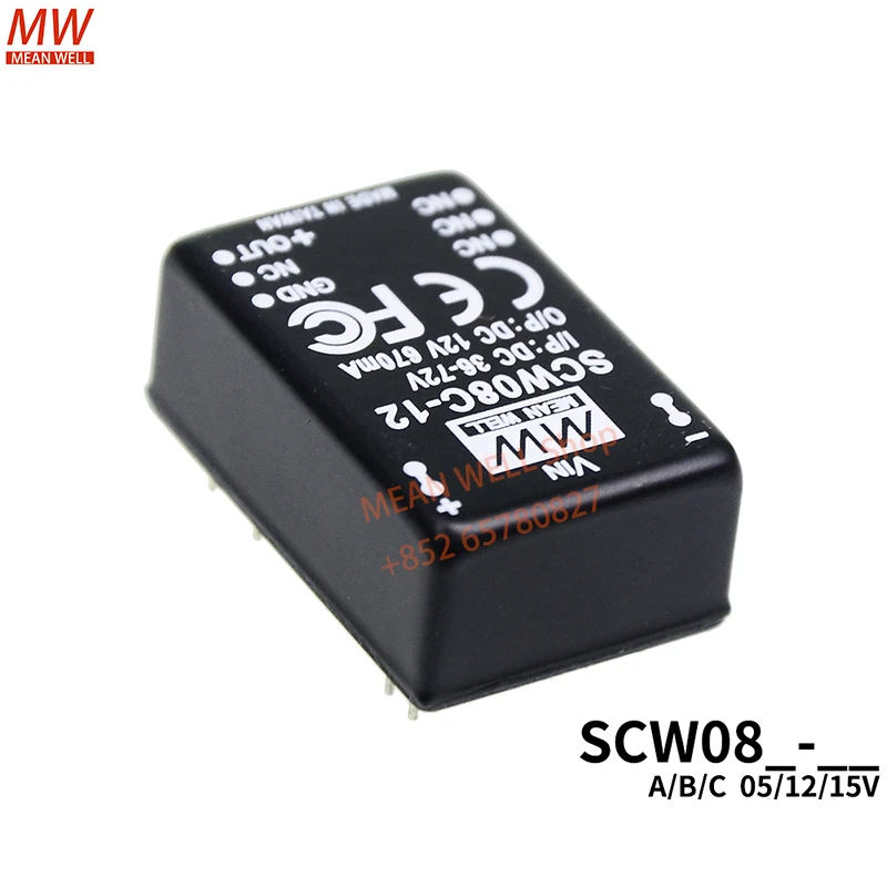 MEAN WELL Switching Power Module 8W DC-DC Regulated Single Output Converter SCW08B-05 SCW08C-12