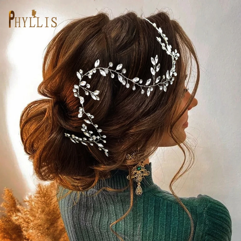 A414หรูหราเจ้าสาวงานแต่งงาน Rhinestone แถบคาดศีรษะ Hairband เจ้าสาวเจ้าสาว Headpiece สำหรับสาววันเกิดงานแต่งงาน Tiara