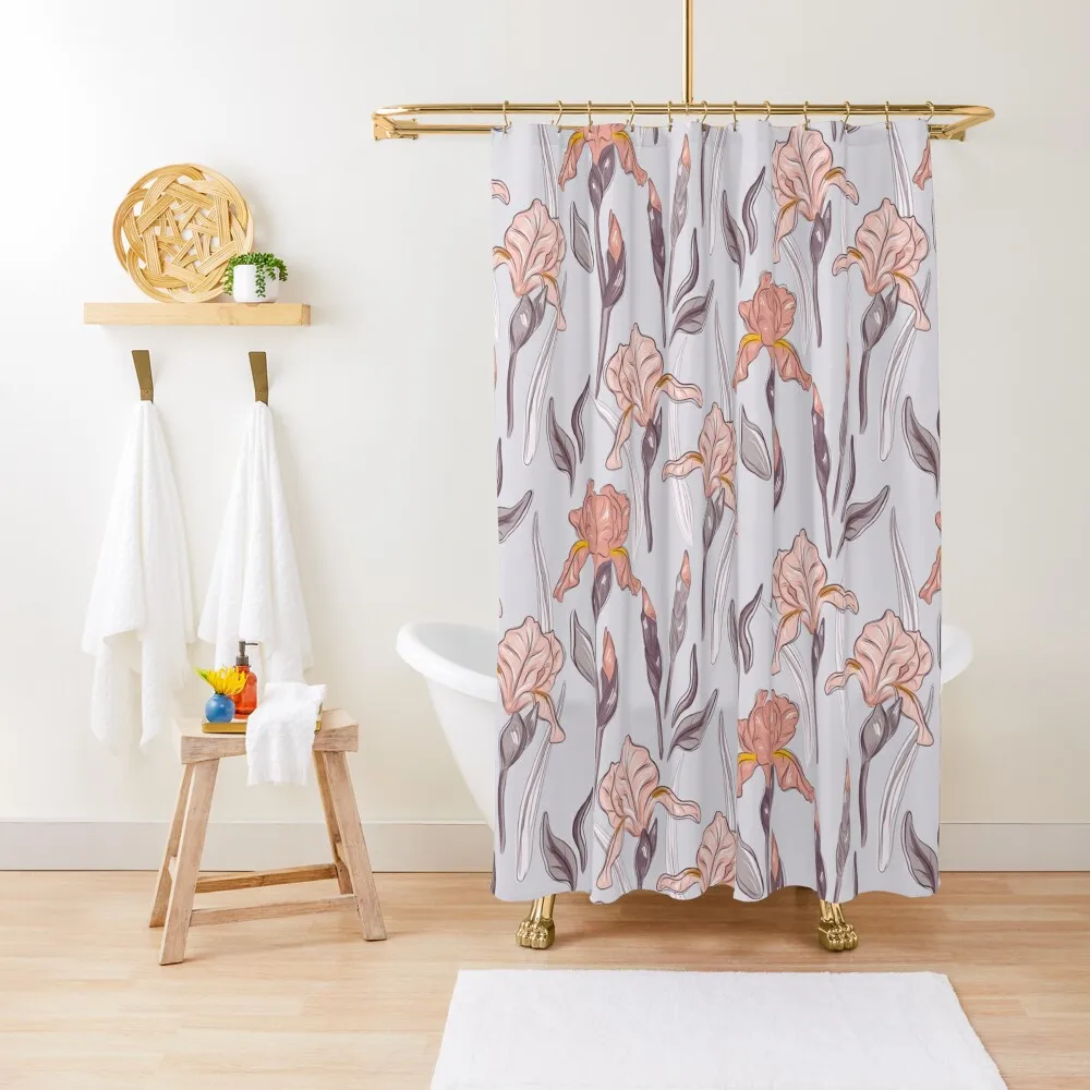 

Бесшовная душевая занавеска Iris с цветочным узором, водонепроницаемая занавеска для ванной и душа из водонепроницаемой ткани, занавеска для ванной