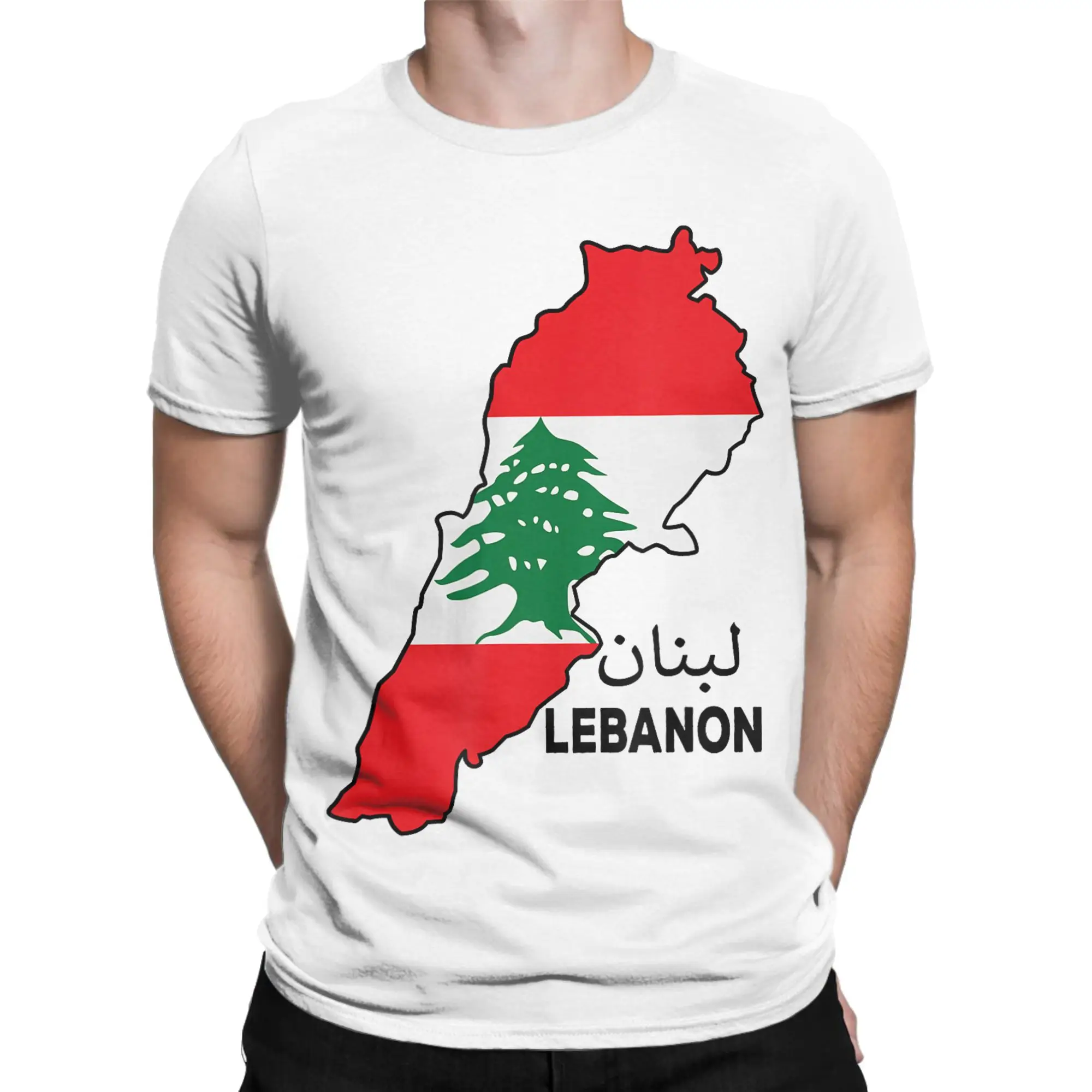 Lebanon Flag Map Beirut Cedar Tree Lebanese T Shirts Men Cotton Humorous T-Shirts Crew Neck  Tees Short Sleeve Clothing