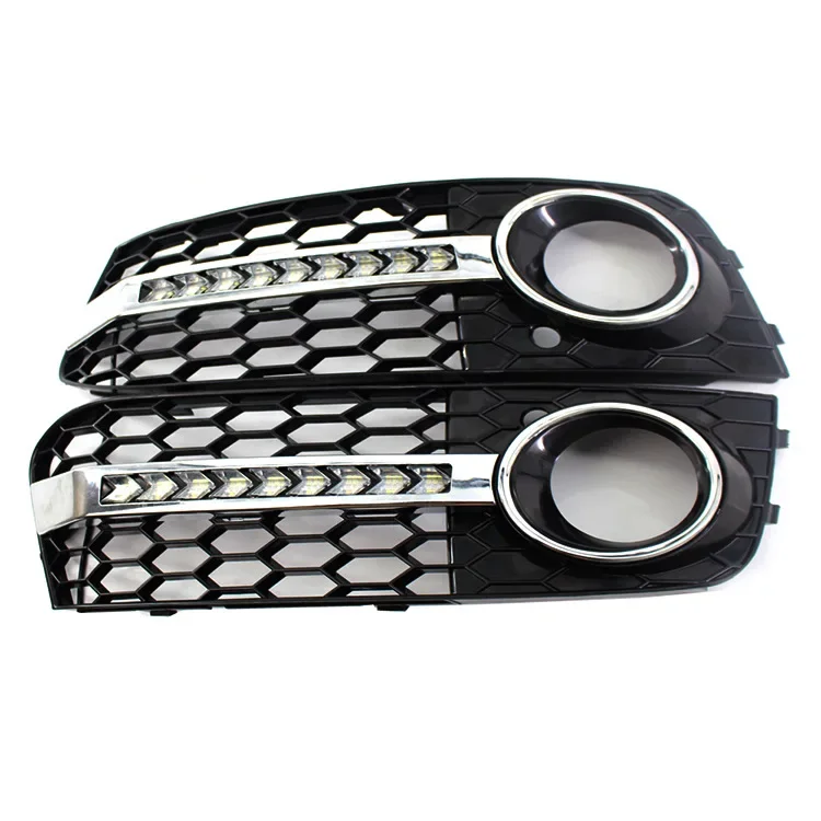 Suitable for 09-11 Audi A4B8 streamer daytime running lights and yellow turn signals, mesh grille fog lamp frame