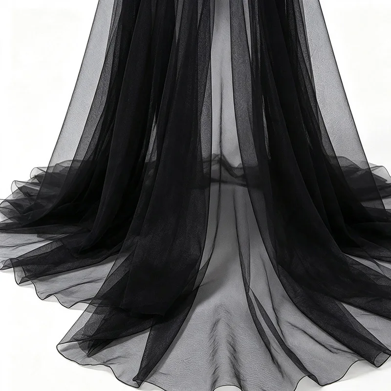 Damen Halloween Schwarzer Transparenter Tüllumhang Langer Kapuzenumhang Geister-Hexe-Vampir-Cosplay-Kostüm Karnevalsparty Faschingskleid – Detail 5