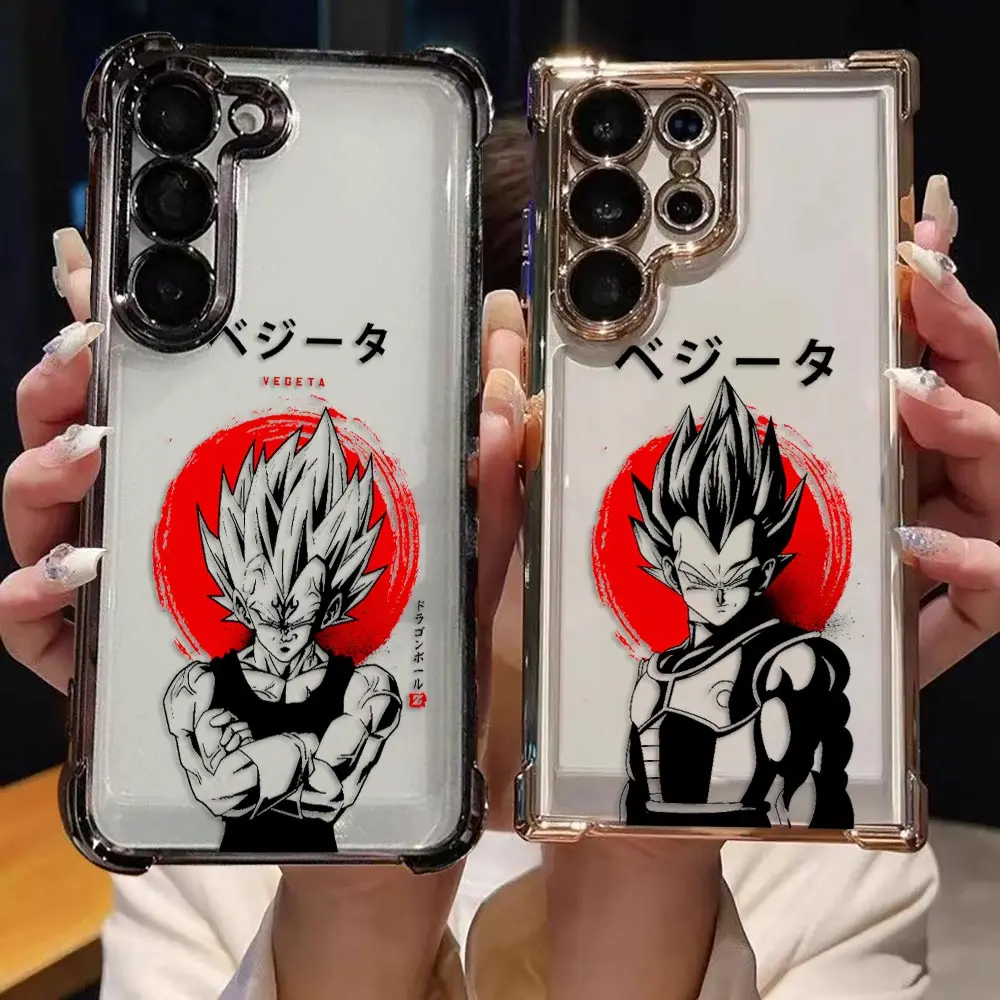Transparent Plating Phone Case For Samsung S26 S25 S24 S23 S22 S21 S20 FE NOTE 20 PLUS ULTRA Case Cover Anime D-Dragon Ball Goku