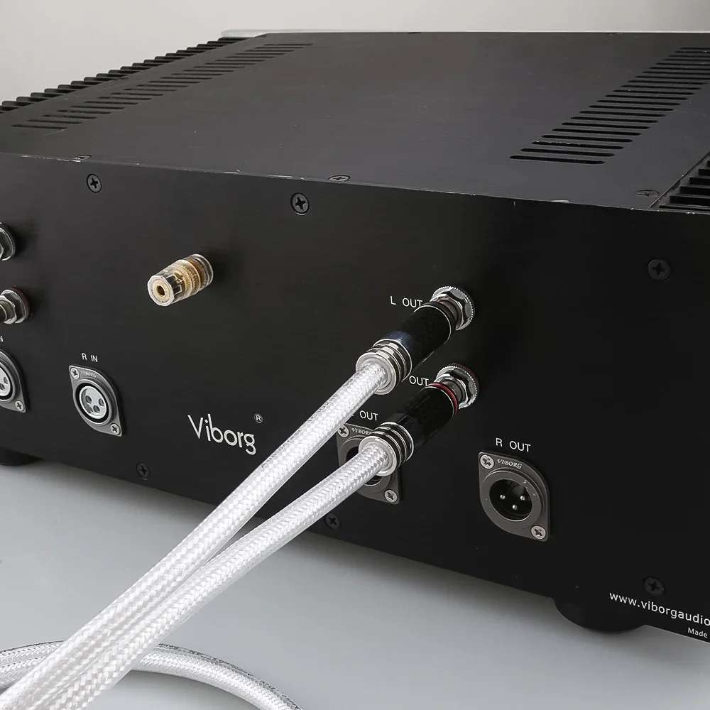 IC102AG 99.998% Cable RCA a XLR de fibra de carbono de plata pura interconexión de Audio HiFi sólido PSS núcleo de plata pura enchufe plateado