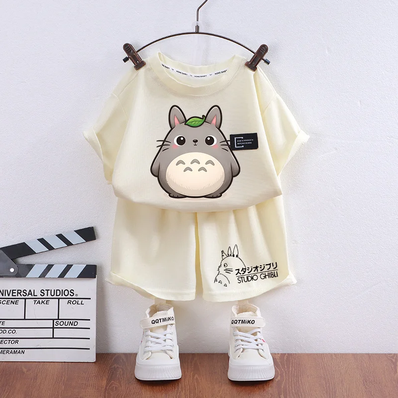 

New Totoro T-shirts and Shorts Set Cartoon Animation Pattern Printed Short Sleeve Suit Boys Girls Summer Fashion T-shirt 2026