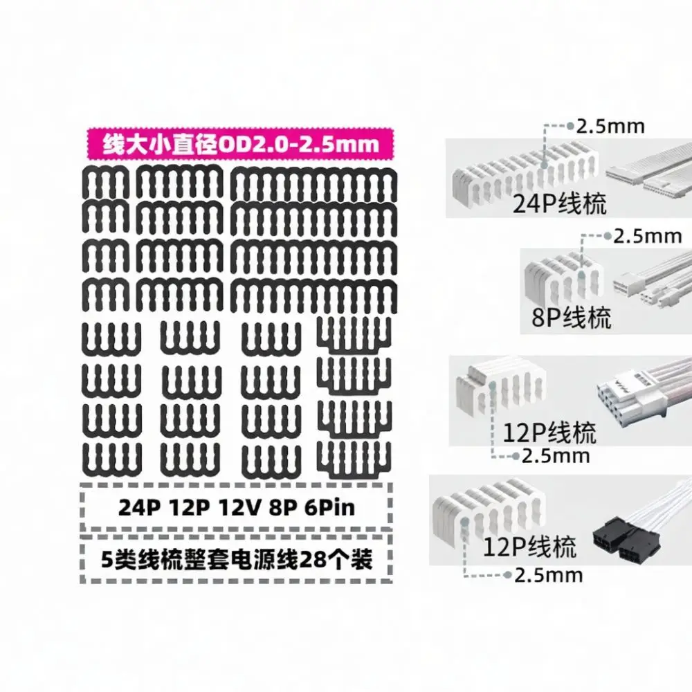 Modular PSU Cable Combs Cord Organizer For 24Pin Motherboard 12P GPU CPU 8Pin Computer Power Wire Management Fixing Tool